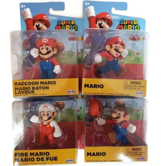 World of Nintendo Super Mario Jakks 2.5" Figures Lot of 4 Fire Raccoon Mario - Picture 1 of 6
